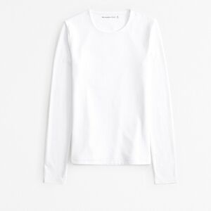 Abercrombie & Fitch White Long Sleeve Tuckable Baby Tee